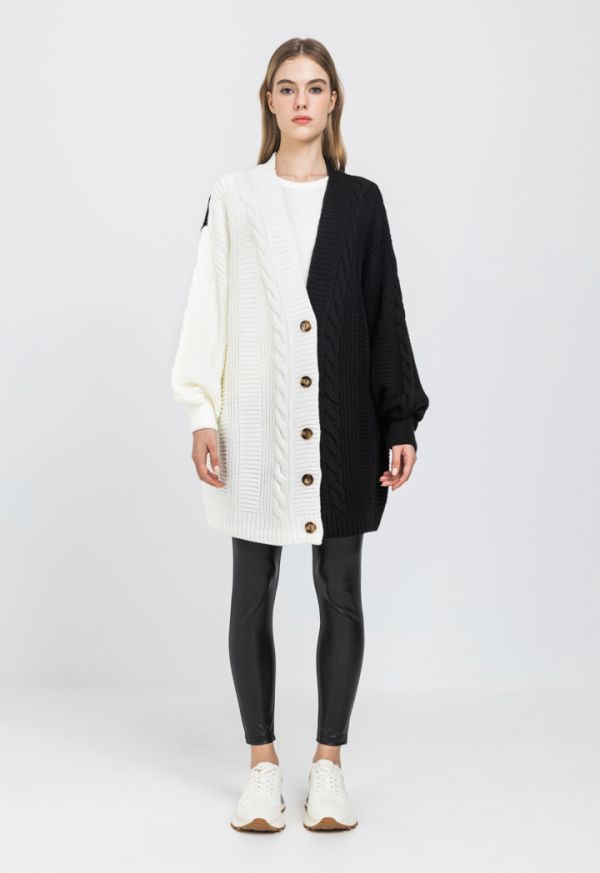 Oversized knit cardigan black top