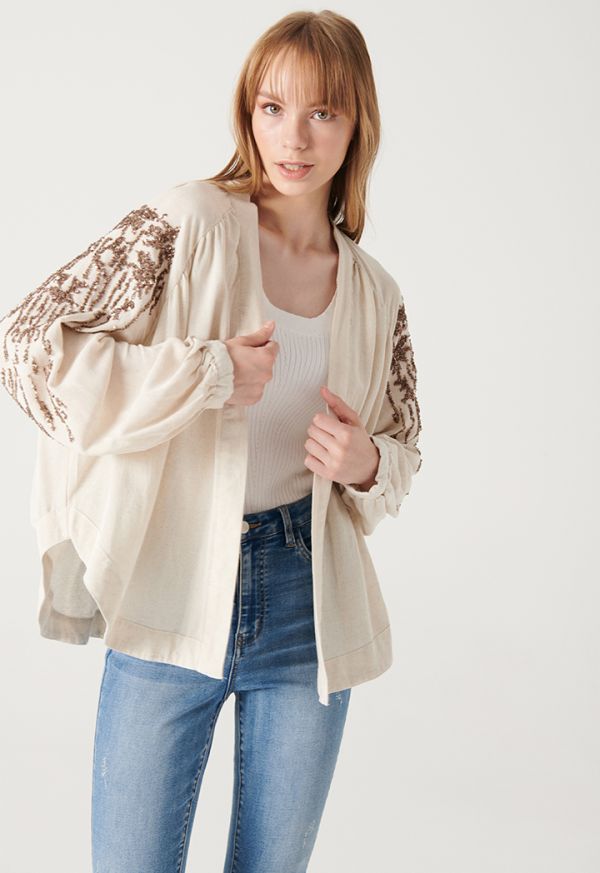 Embroidered Open Cardigan -Sale