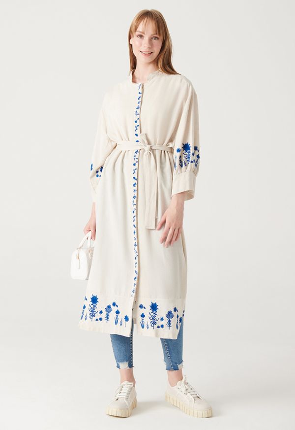 Two Tone Embroidered Maxi Jacket -Sale