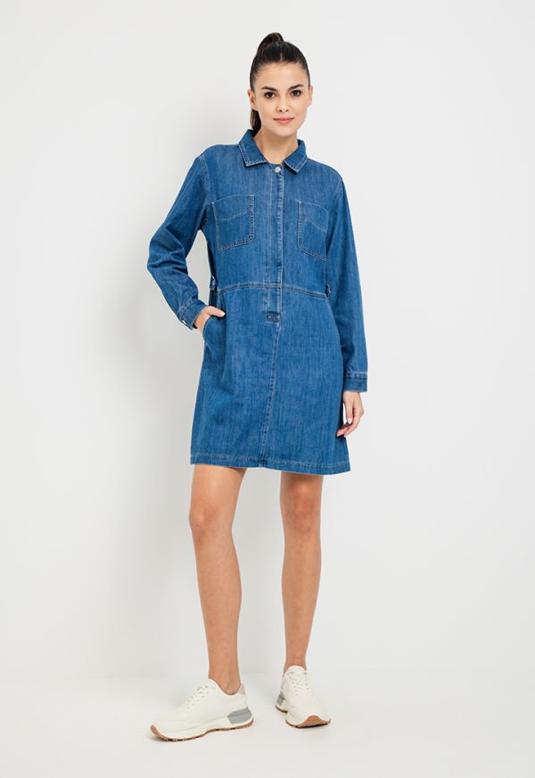 Solid Tunic Denim Dress