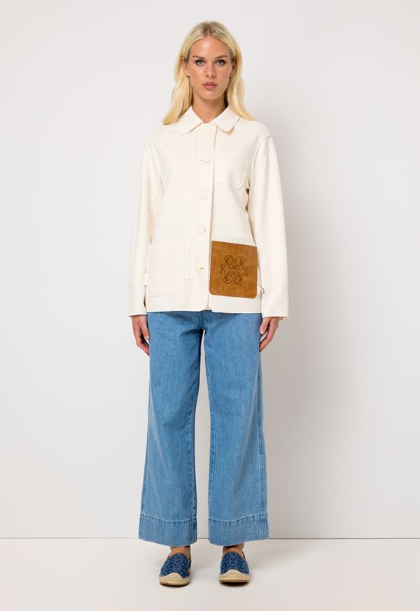 Faux leather cheap denim jacket