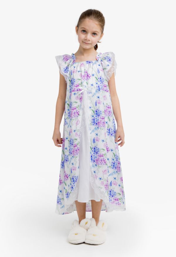 Textured Floral Print Night Dress