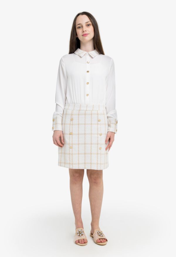 Elegant Tweed Shirt Dress