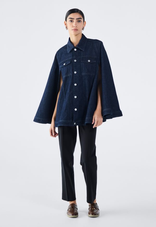 Solid Denim Cape