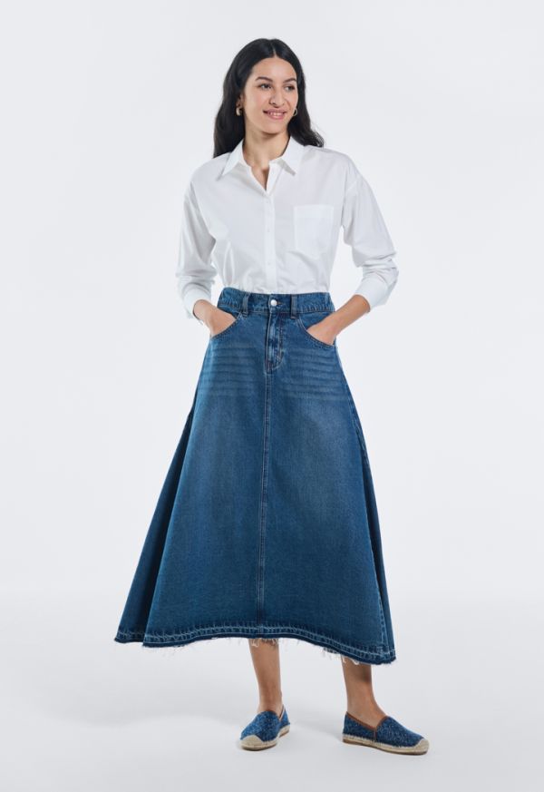 Flared Denim Skirt
