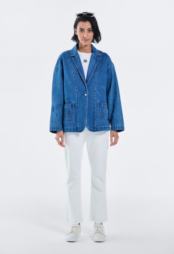 Blazer deals denim jacket