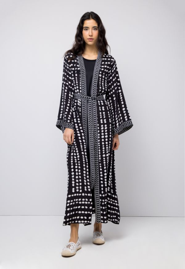 Polka Dot Open Belted Abaya