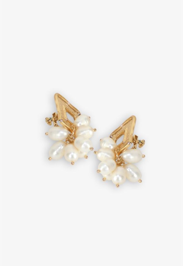 Square Faux Pearls Embellished Earrings