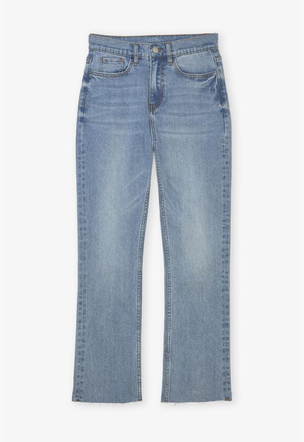Frayed Hem Solid Jeans