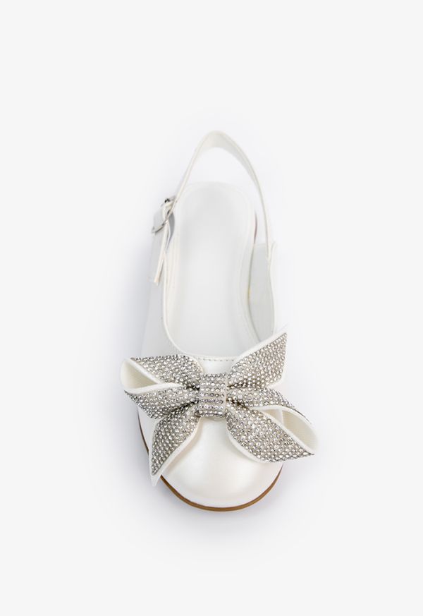 Crystal Bow Embellished Backless Flat Strap Shoes
