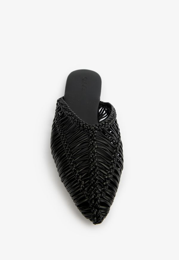 Woven shop flat mules
