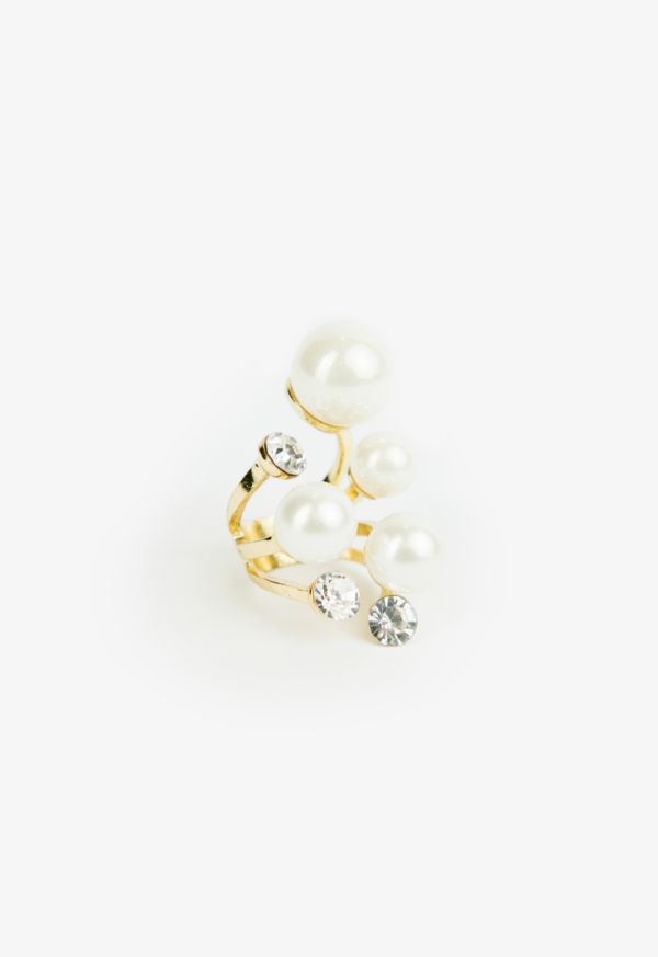 Crystal & Faux Pearls Embellished Ring