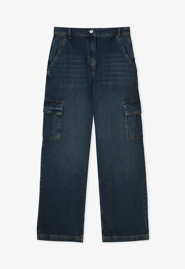 Straight Cut Cargo Jeans