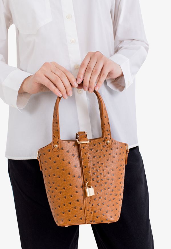 Textured Ostrich Handbag