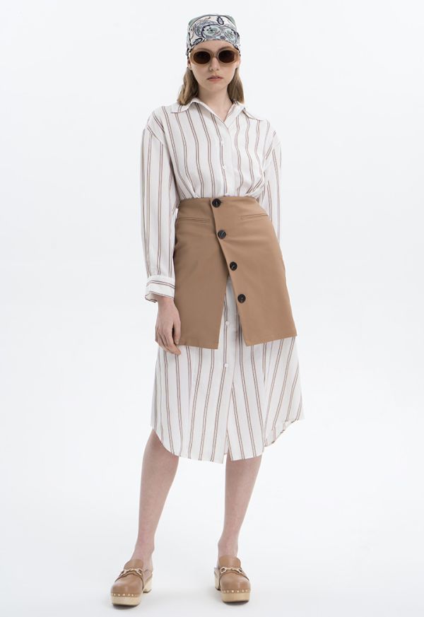 Striped Overlay Classic Midi Dress -Sale