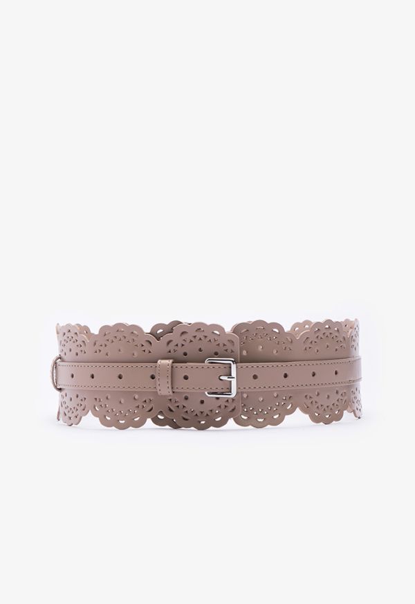 Solid Embellished Leather Belt