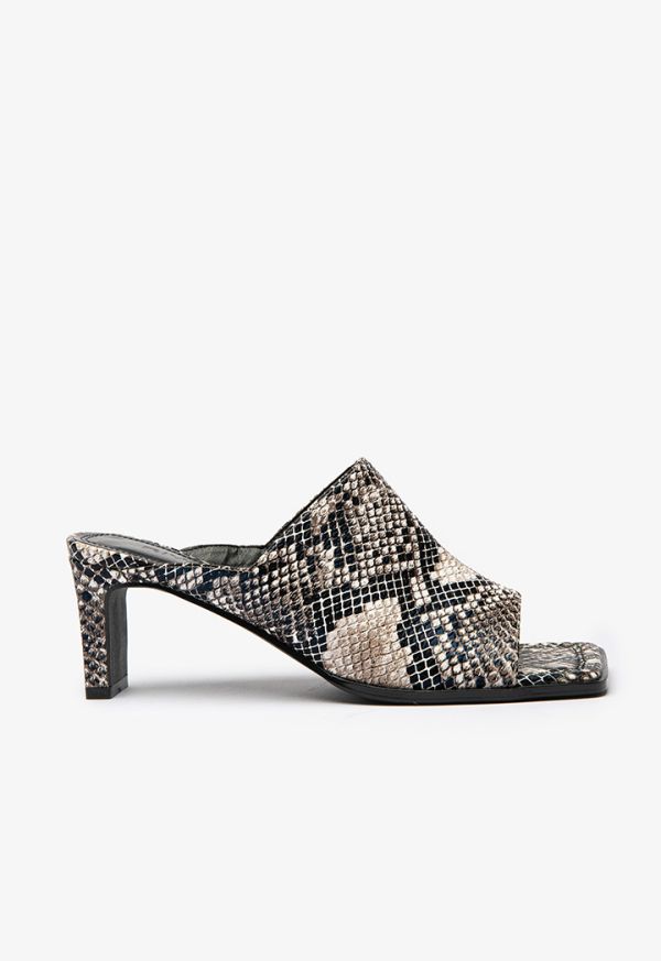 Snake Print Block Heel Sandals -Sale