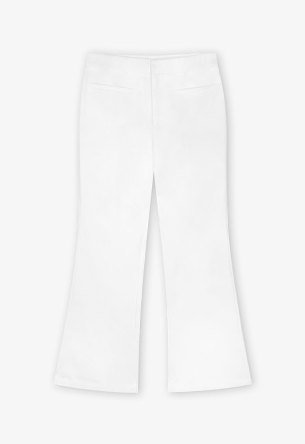 Flared Solid Trousers with Pockets -Sale