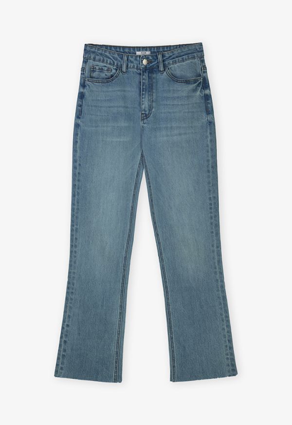Frayed Hem Solid Jeans
