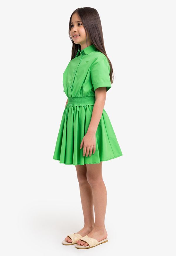 Solid Vibrant Shirt and Skirt Set (2PCS)