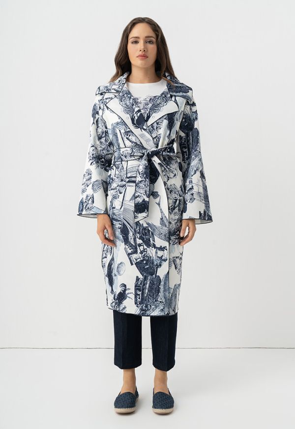 Fish Printed Belted Midi Abaya