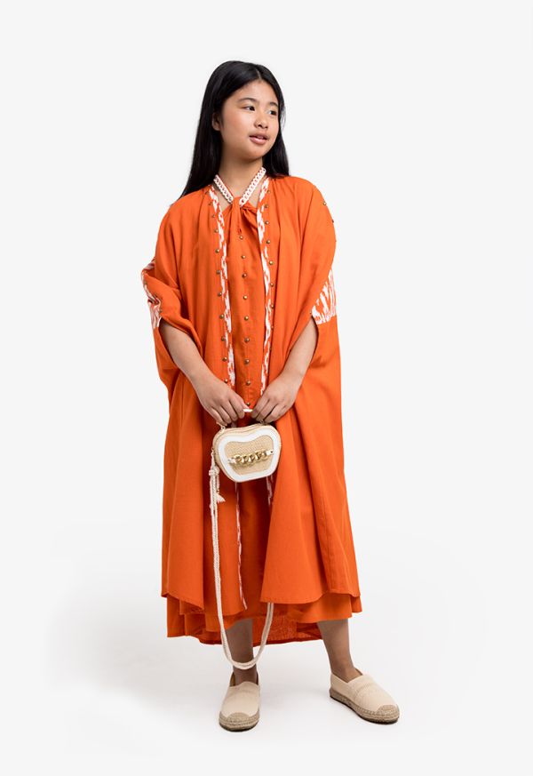 Contrast Halter Dress & Abaya Set
