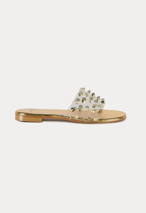 Clear Jelly Metallic Stud Slip On Sandals -Sale