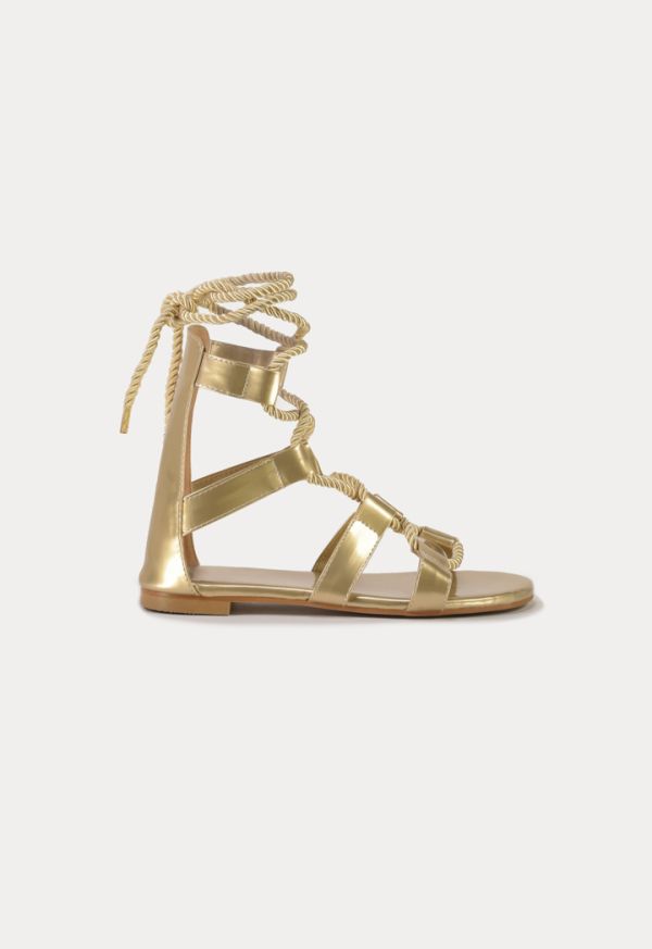Rope Lace Up Gladiator Flat Sandals -Sale