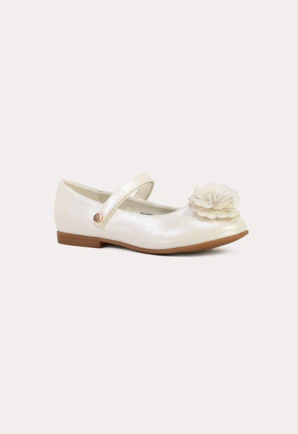 Flower Velcro Pu Leather Flat Shoes -Sale