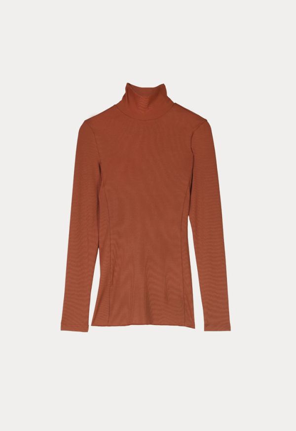 Rib Fitted Turtleneck Top Sale
