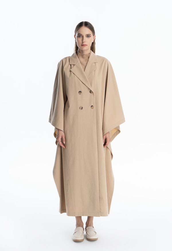 Oversized Solid Trench Coat Maxi Dress Sale