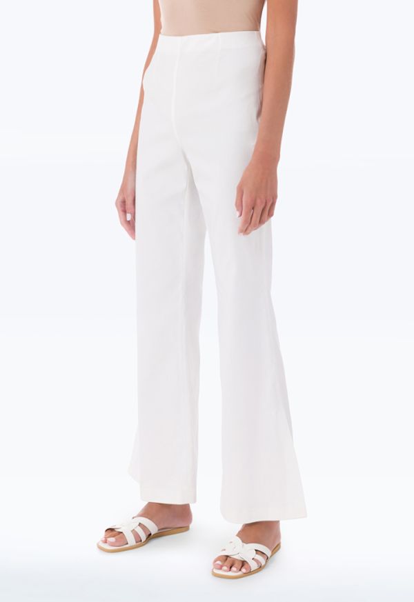 Flare-Legged Mid-Rise Solid Trouser -Sale