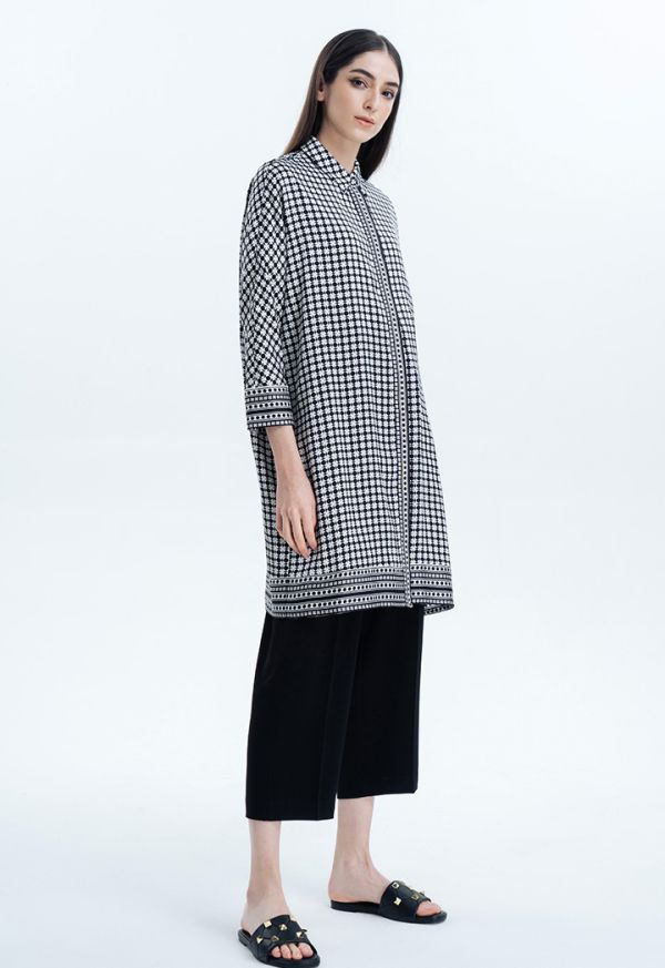 Printed Long Jacket With Border -Sale