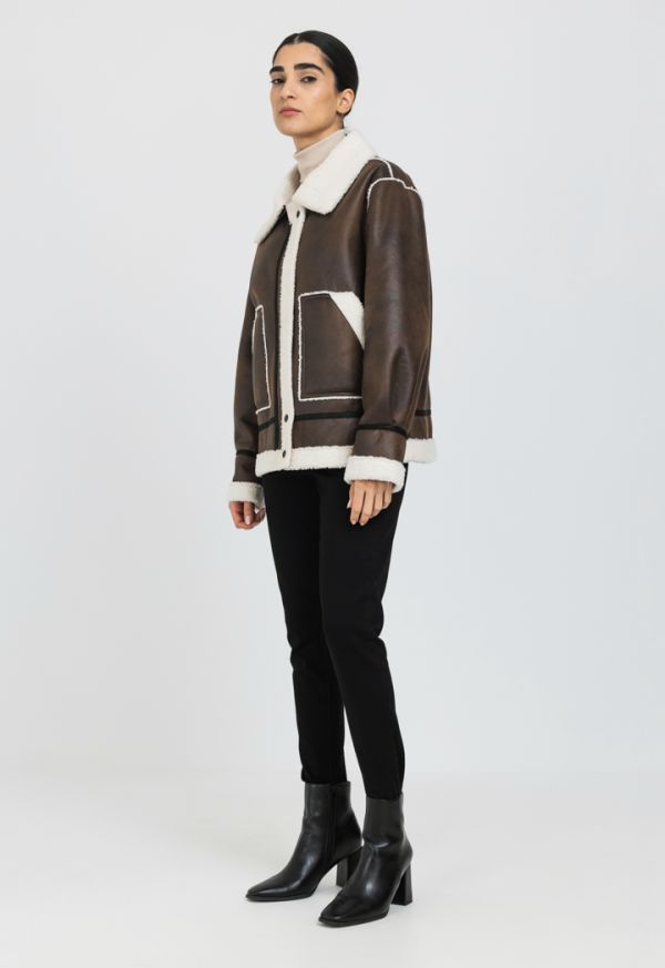 Contrast cheap aviator jacket
