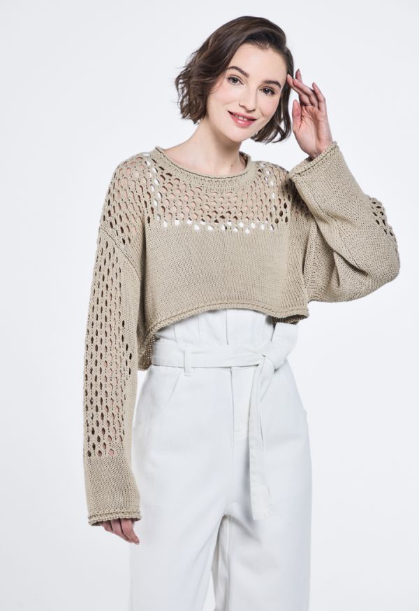 Knitted Crochet Cropped Sweater