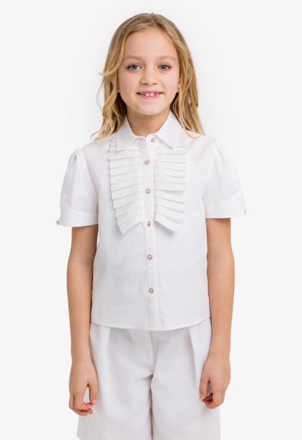 Front Button Shirt with Pleated Detail