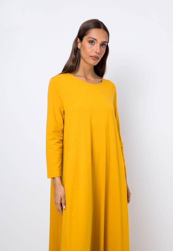 Mustard yellow long sleeve maxi dress clearance