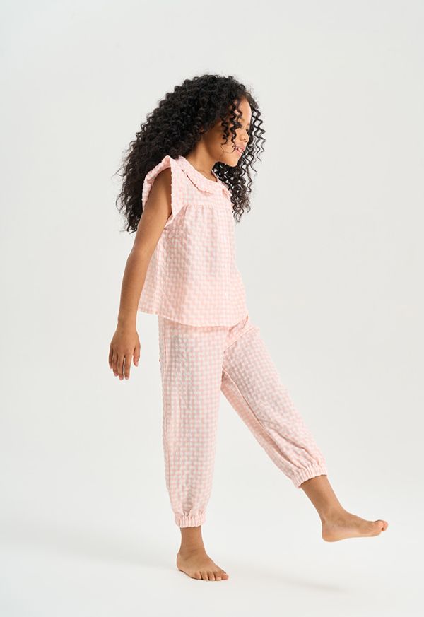 Checkered Ruffled Pajama Set (2 PCS)