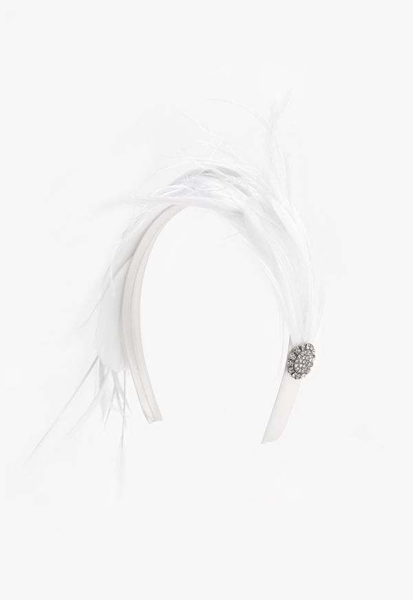 Thin Embellished Faux Feather and Crystal Headband