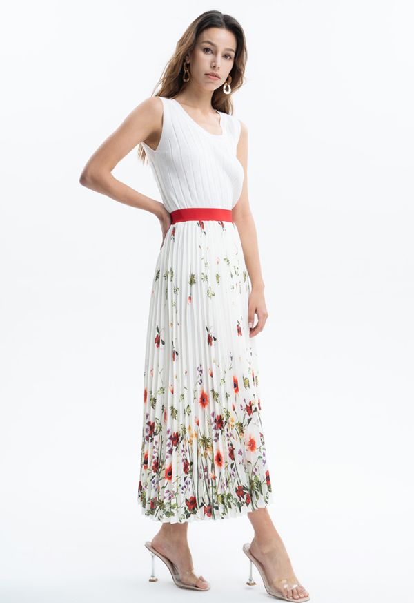 Floral Printed Pleated Skirt -Sale