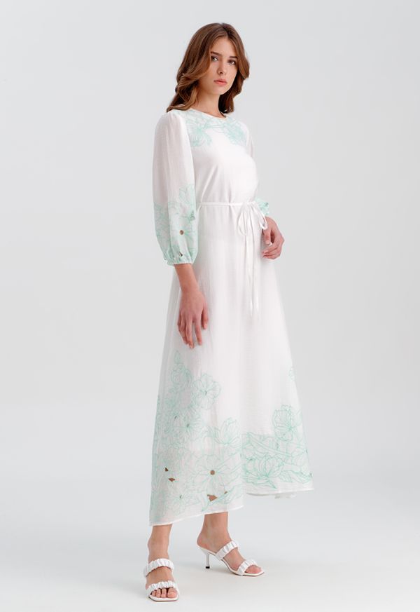 Contrast Embroidered Maxi Dress -Sale