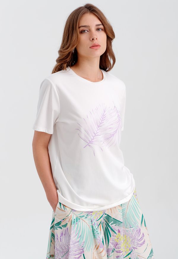 T-Shirt With Printed Motif -Sale