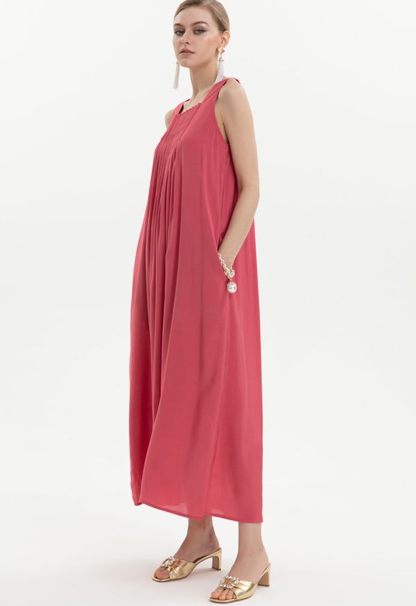 Sleeveless Pleated Maxi Under Abaya Dress -Sale