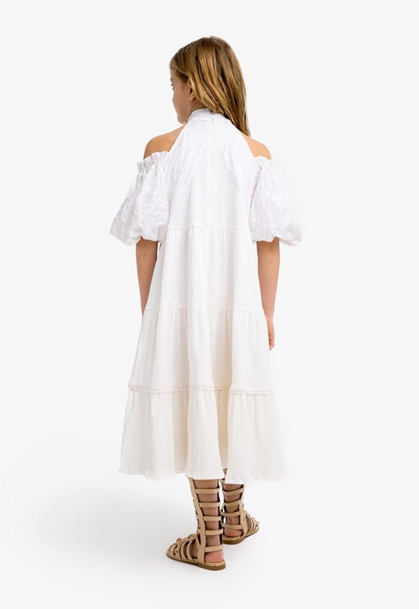 Cold shoulder tiered online dress