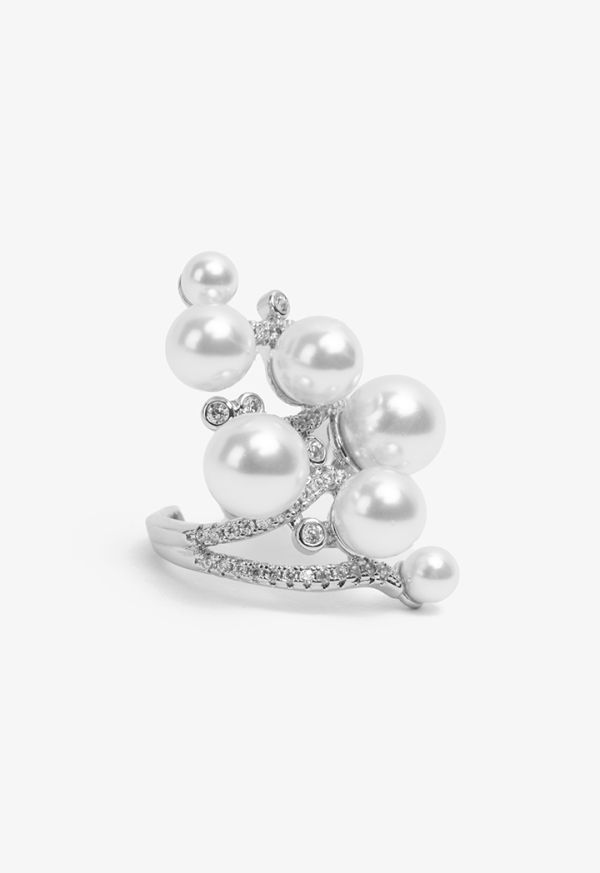 Rhinestones & Faux Pearls Embellished Ring