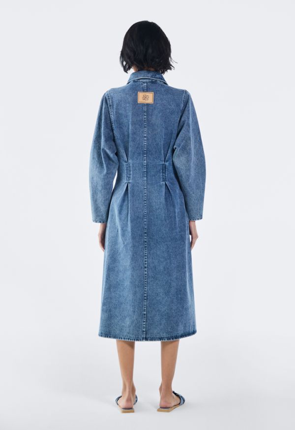 Half Zipper Denim Dress