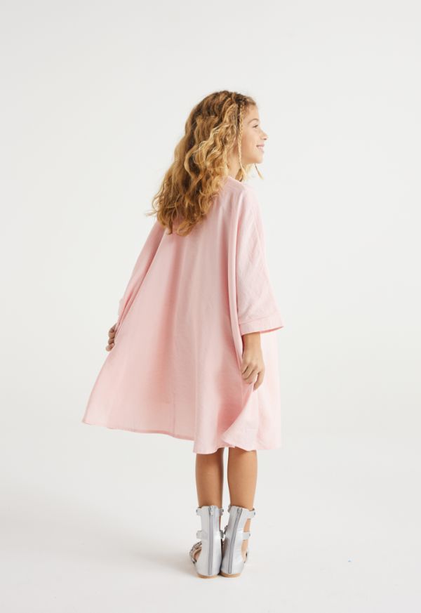 Solid Beaded V Neck Dress