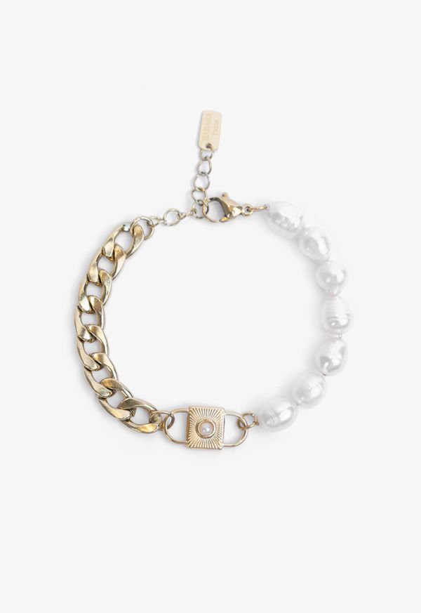 Faux Pearls Embellished Chain Bracelet