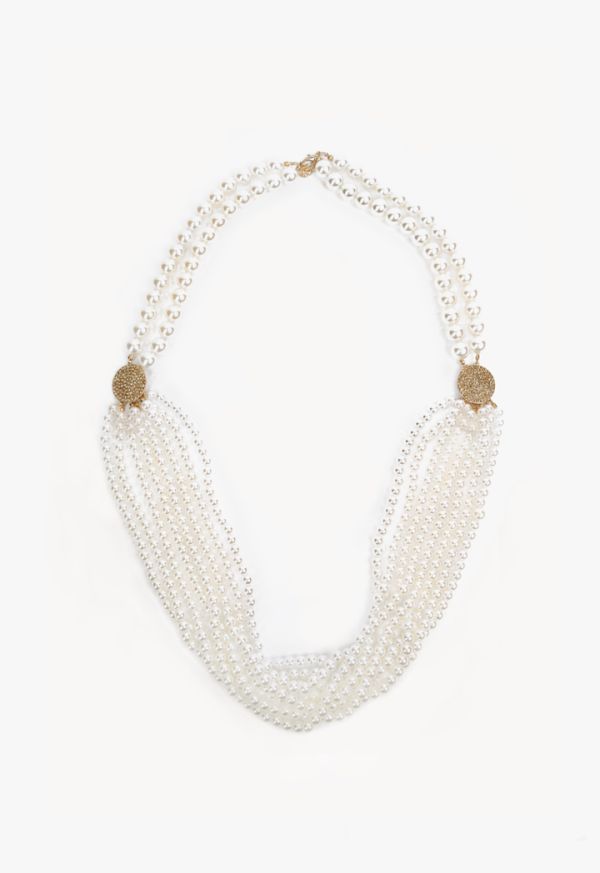 Chunky Embellished Faux Pearls Necklace
