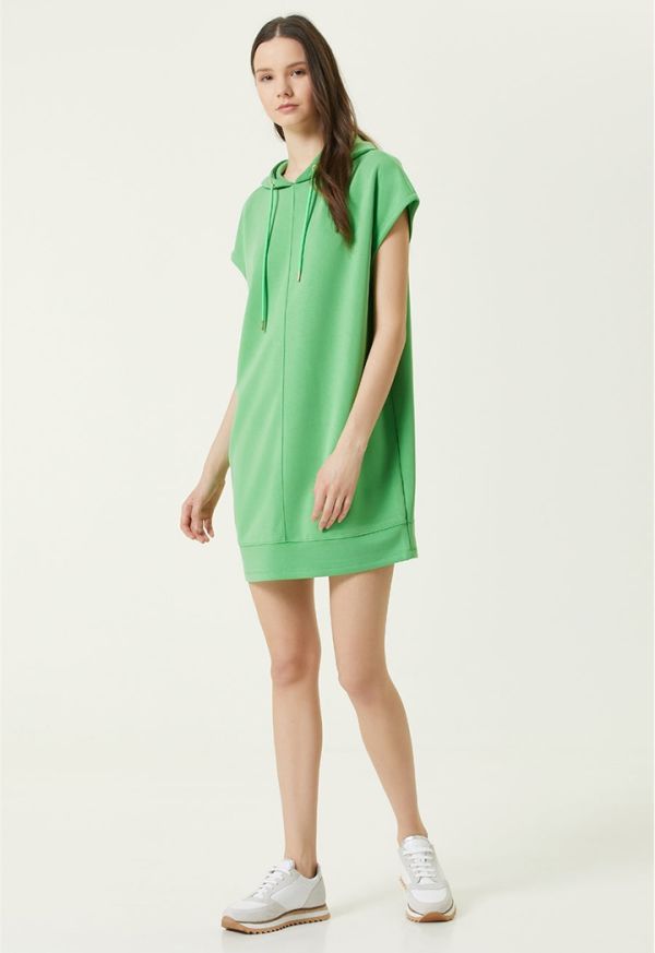 Network Hooded Mini Dress Green